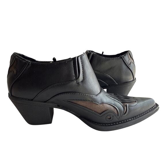 Roper Short Booties Sarah Women's 6.5 Snip Toe Inlay Accents Slip On Heels - Picture 7 of 10